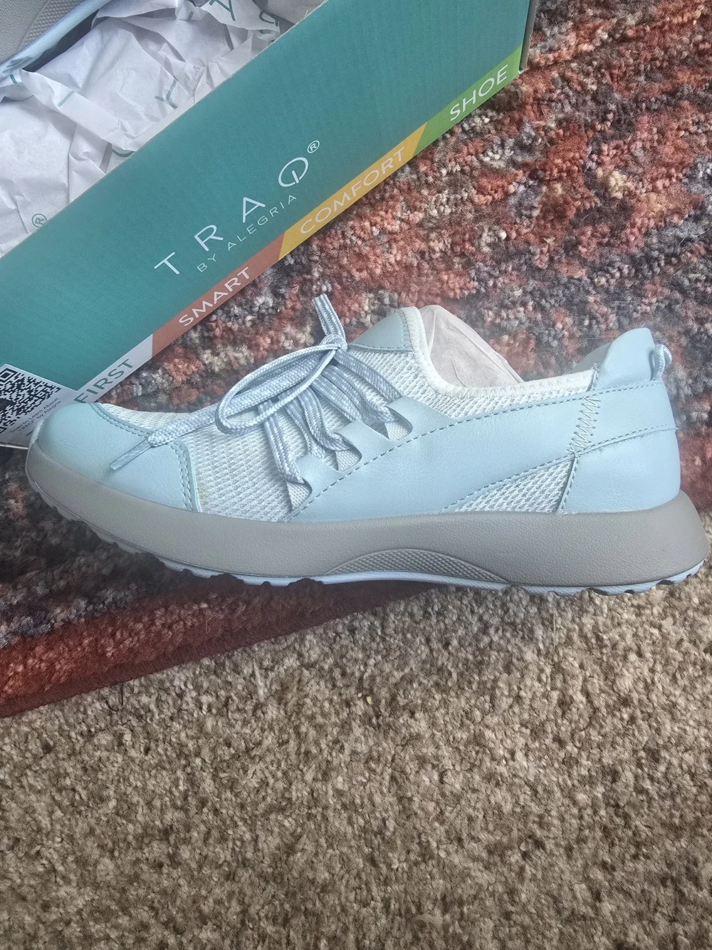Traq by Alegria Light Blue Women's Athletic Slip-On Lace Sneaker